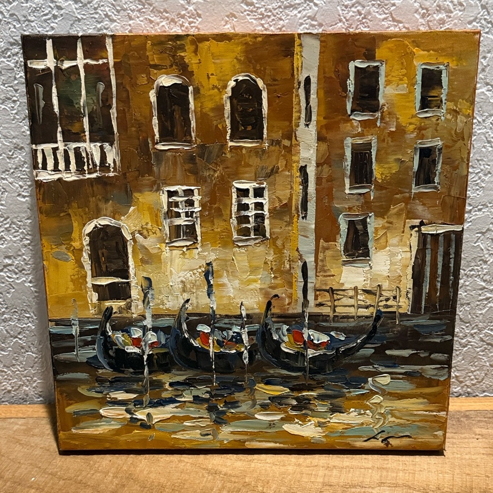 Hand Painted Venice Italy Canal Canvas Wall Art